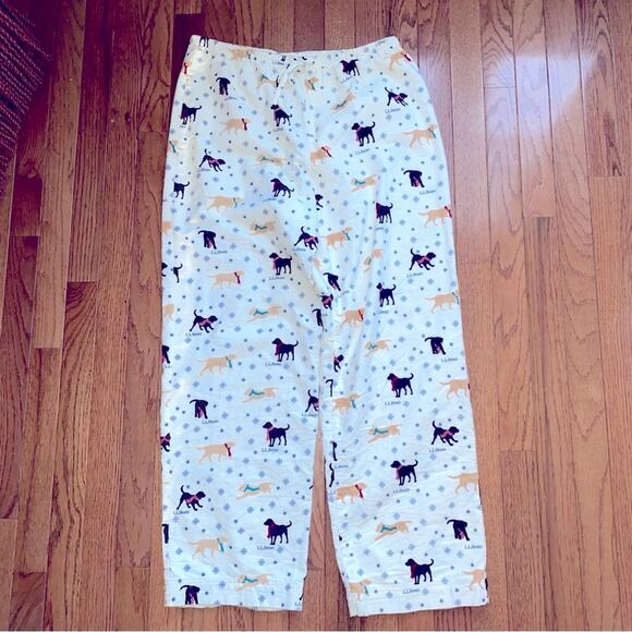LL Bean Retriever Dog Print Flannel Pajama Pant Lounge Pant MED EUC - Picture 2 of 14